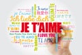 Je tÃ¢â¬â¢aime I Love You in French word cloud